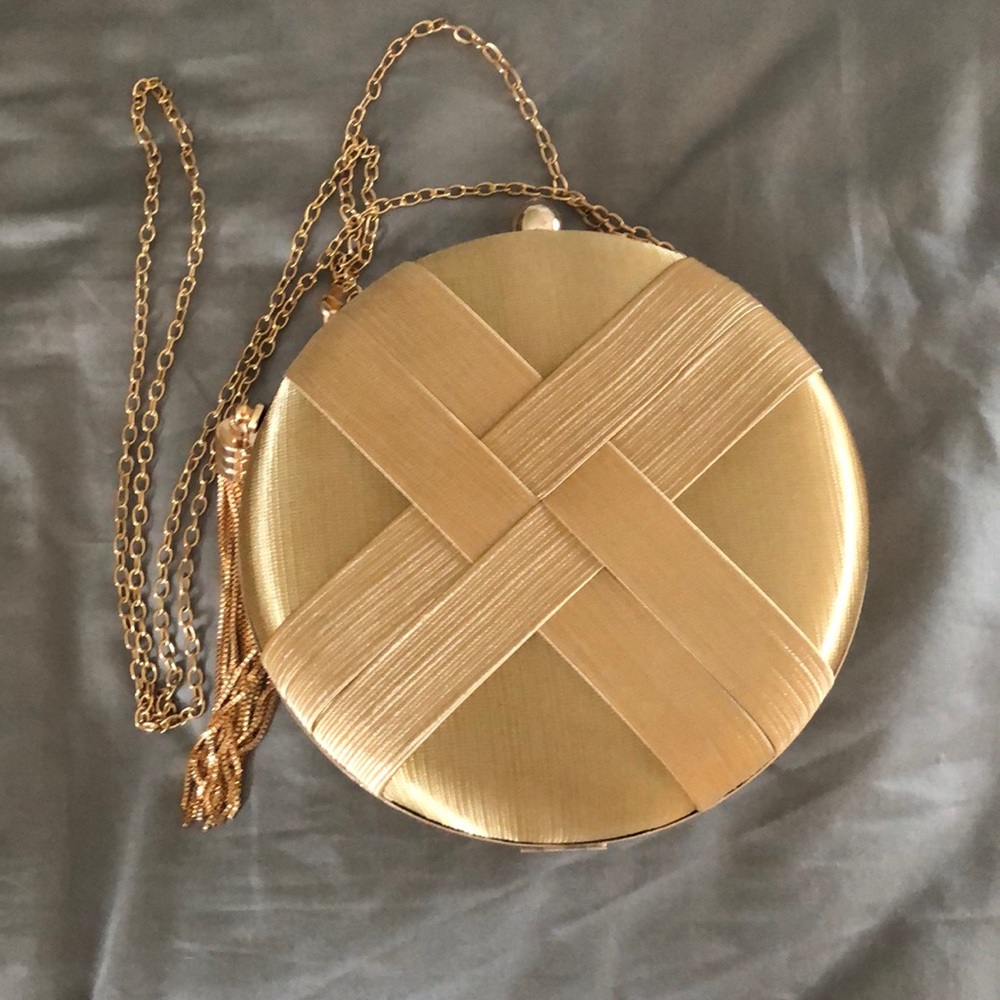 Gold Circular Satin Evening Bag